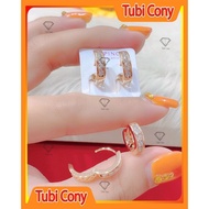 Women's gold-plated earrings with CZ xping B6522 - 75 - KT - Tubicony - cute style, going out on the