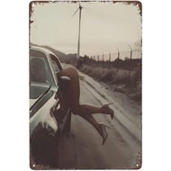 Retro Metal Signs Sexy Hot Woman Car Poster Sexy Pin Up Girl Nice Butt Posters Tin Sign Wall Art Dec