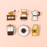 Coffee Series Enamel Pin Coffee Pot Cup Brooch Badges Bag Clothes Lapel Pins Cartoon Vintage Jewelry for Friend