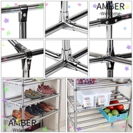 AMBER 1Pc Pipe Joint, Furniture Hardware Fixed Clamp Tube Connector, Round Clothes Display Rack 25mm 32mm Stainless Steel Rod Support Pipe