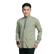 baju koko pria lengan panjang warna biru denim motif afala - sage l