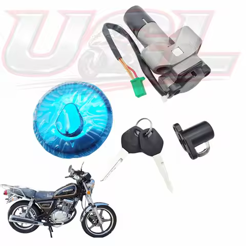 3 Wires High Quality Motorcycle Ignition Switch Lock Set with Fuel Tank Cap Key Fit for Suzuki GN125