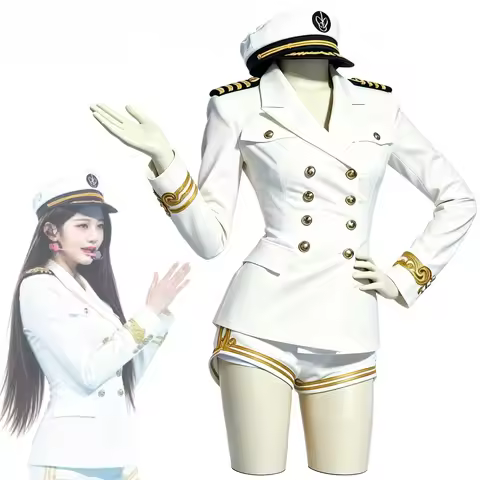 IVE Jang Wonyoung Cosplay Costume 장원영 White Sailor Navy Uniform Kpop Girls Group IVE Stage Performan