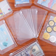 PVC Binder Pocket Cash Envelopes A5 A6 A7 Zipper Folders Pouches Money Organizer Loose Leaf Inserts