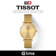 [Official Warranty] Tissot T143.210.33.021.00 Women's Everytime Gold Dial Gold Stainless Steel  Watch T1432103302100