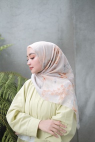 Jilbab Kerudung Paris HARRAMU Motif Magnolia Segiempat Voal Premium Hijab Krudung Printing Lasercut