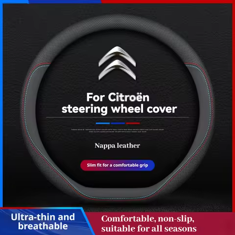 New Car Leather Steering Wheel Cover 38cm 15"For Citroen C3 2CV C5X C4 C5Aircross Xsara Berlingo Etc