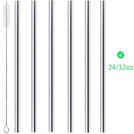 Metal Replacement Straws for Owala Water Bottle 24 oz 32 oz With 2 Cleaning Brush Reusable Stainless