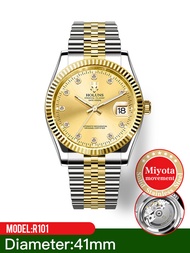 DEFIO Holuns 2024นาฬิกาข้อมือผู้ชายสเตนเลสสตีลหรูหราใหม่สำหรับผู้ชายสีทองแบบคลาสสิกนาฬิกาข้อมือกลไกไ