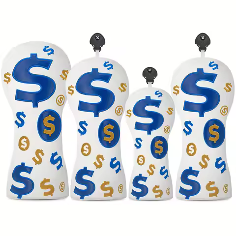 1pc/4pcs Retro Dollar Bill Golf Club Head Cover - Protective Headcap with Dollar, Durable for Putter