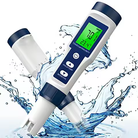 0-200000 PPM Meter 5 In 1 TDS/EC/SALT/TEMP/PH Meter For Drinking Water, Pool And Fish Tank