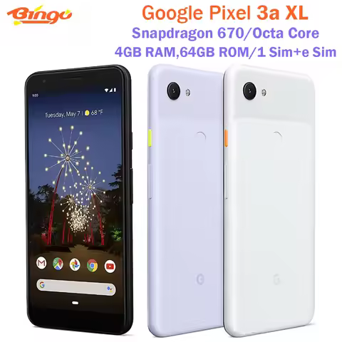 Original Google Pixel 3a XL 3AXL 6.0" Snapdragon 670 Octa Core 4GB RAM 64GB ROM NFC 12.2MP 8MP Finge