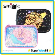 Smiggle Lunar Hardtop Pencil Case with Mirror - Sequined Pink Unicorn, Black Gold