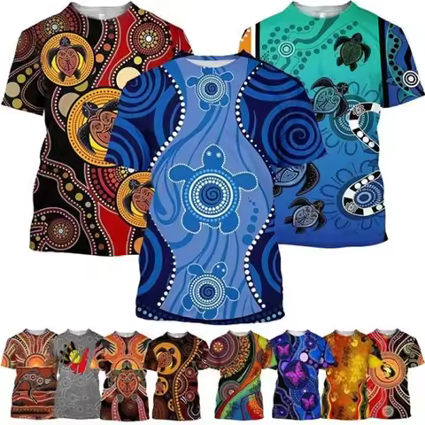 Aboriginal Indigenous Turtle Dot Painting T Shirt Man Women Vertigo Hypnotic Vortex Funny Short Slee