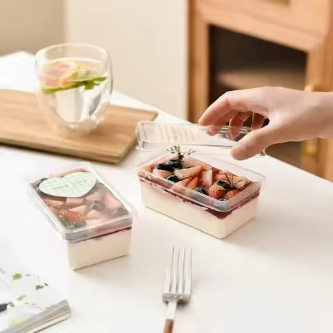 New Disposable Handmade Tiramisu Box Rectangular Transparent Western Dessert Mousse Mold DIY Baking 