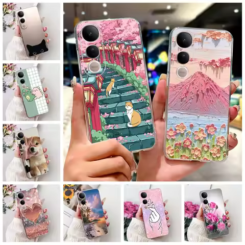 For Vivo V50 Lite 5G Case Clear Fashion Luxury Cute Cartoon Cat Cool Soft TPU Bumper Cover For Vivo 