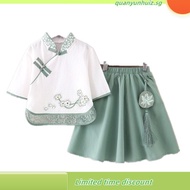 Summer New Chinese Style Tang Costume Han Costume Antique Small Girls and Teen Girls Three-Quarter S