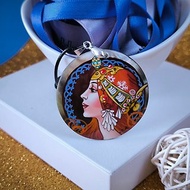 Zodiac by Alphonse Mucha on aesthetic pearl necklace. Elegant handmade jewelry
