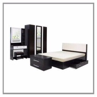 Raminthra Furniture  ชุดห้องนอน DD รุ่น Milano Set ขนาด 5 ฟุต เตียง 5 ฟุต + ตู้เสื้อผ้า  3 บาน + โต๊ะแป้ง 80 cm    ( สีโอ๊ค/ขาว ) Bedroom Set