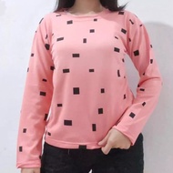 Kaos Wanita Lengan Panjang Motif Kotak Kotak Size M - Jumbo Baju Cewek Lengan Panjang Atasan Wanita 