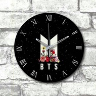 BTS wall clock - black flower BTS logo code