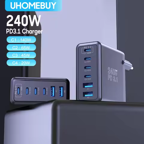 240W GaN Charger USB Type C PD3.1 Fast Charge For Macbook Quick Charge 4.0 3.0 USB Phone Charger For