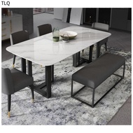 TLQ Dining Table and Chair Marble Table Long Bench