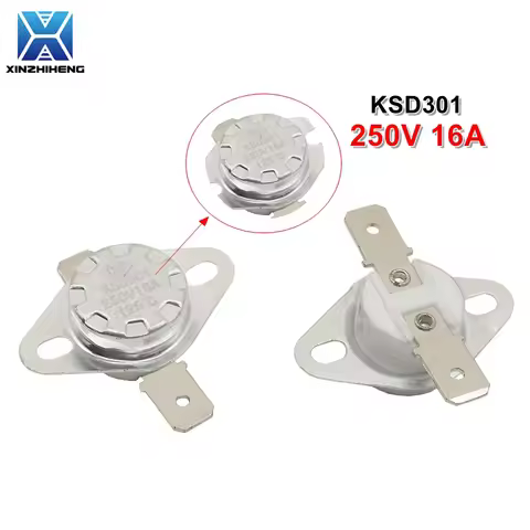 (1-10PCS) Flat Foot Ceramic KSD301 16A 250V Normally Closed Temperature Switch Thermostat KSD302 40 