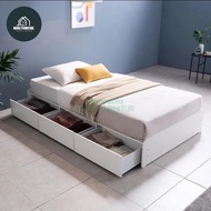 dipan ranjang kayu 3 laci 100x200 dipan laci single bed minimalis 