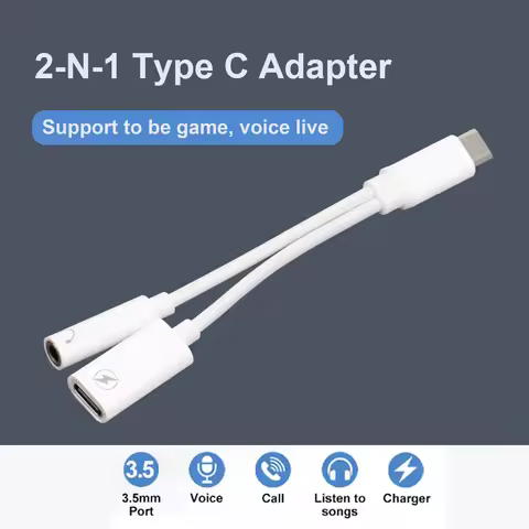 2 In 1 Type USB C To 3.5mm Jack Earphone Charging Cable Converter Type C to 3.5 Audio OTG Adapter fo