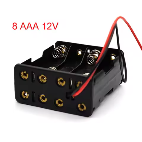 8 AAA 12V Battery Holder Case Double Side Spring Battery Holder with Wire Lead Back By Back Plastic 
