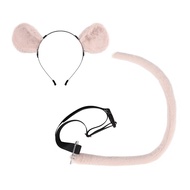 2Pcs/Set Imitation Mouse Ear Tail Set Animal Ear Headband Adjustable Waist Belt Tail Costume Accesso