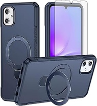 Asuwish Phone Case for Samsung Galaxy A06 Film Magnetic Cell Cover with Tempered Glass Screen Protec