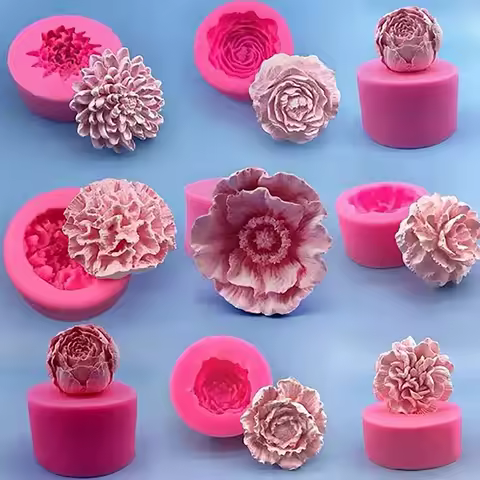 Silicone Cake Mold Chocolate Soap Making Tools Candle Mould Embossed Flower Bloom Aromatherapy Candy