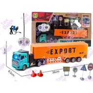 Remote Control Cargo Container Oil Tank Truck with Light RC Lorry 4 Channel RC Truck Lorry Mainan Lo