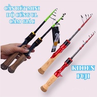 Fuji Super Mini UL Hardness Fishing Rod comes in 2 colors: red 1m5 and blue 1m68, collapsible 35cm, 