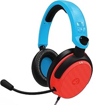 4Gamers C6-100 Red & Blue Over Ear Gaming Headset Compatible with PS4/PS5, XBOX, Switch, PC with Fle