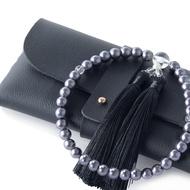 [Buddhist Altar. Te to Te Hand to Hand] Made in Japan with 8mm Black Shell Pearl Prayer Beads, Velve