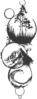 Cool Tattoos,Treesmountainsseawaves,Mountain Tattoos,Lasts 1-2 Weeks,Real Tattoo Look,Water-Resistan