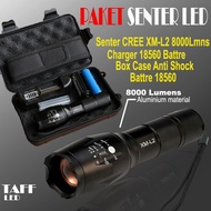 Senter LED SUPER TERANG Tactical Flashlight Cree XML2 8000 LUMENS JARAK JAUH 1000 Meter