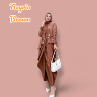 Neyria Setelan Dress Muslim Pesta Kondangan Dan Outer Cardigan Brokat Mix Payet