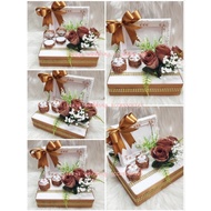 gubahan hantaran frame mas kahwin with 2pc bekas cincin (brown chocolate)