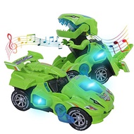 huwairen Toys for 3-6 Year Old Boys Transforming Car Toys with LED Light and Music Dinosaur Toy Birt