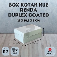 Cake Box (R3) Glossy White Coated Duplex Lace, size 15x10.5x7 cm, 310gsm Thickness, Fits GlassAQUA |