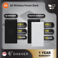 (LATEST) Xiaomi Wireless PowerBank Qi (PLM11ZM) Dual Input Output Port Mi Powerbank Lite (WPB15ZM) 10W Fast Charge TypeC