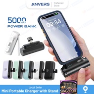 ANVERS Mini PowerBank 5000mAh  Fast Charging Portable Charger Small Lightweight Power Bank Type C and Lightning Select