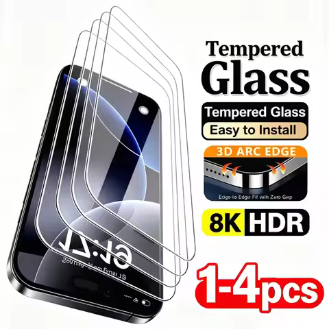 1-4Pcs HD 8K HDR Clear Tempered Glass For iPhone 17 16 15Pro Max Anti Break Easy Install Transparent