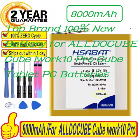 8000mAh Top Brand 100% New Battery for ALLDOCUBE Cube iwork10 Pro Cube Tablet PC Batteries