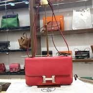 95%NEW USED HERMES CONSTANCE ELAN EPSOM A5/杜鵑紅銀扣 #愛馬仕康康包