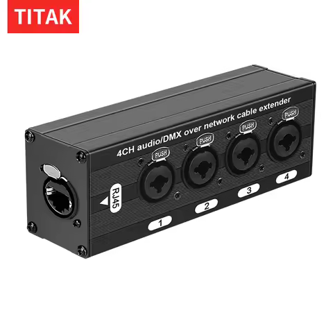 4 Channel XLR to RJ45 Extender Over Cat5 Cat6, Multi-Functional DMX Extender for Stage & Sound Equip